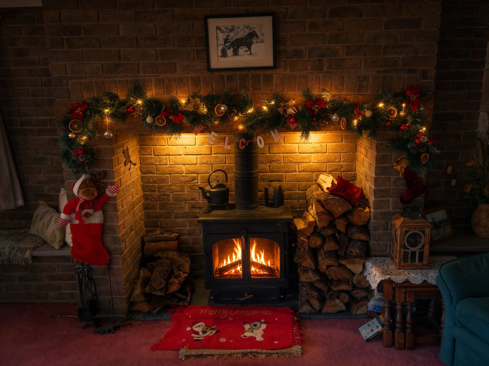 Cosy fireplace at Acorn Court